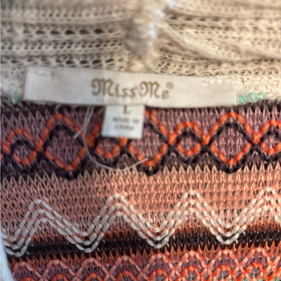 Miss Me Sweater Womens Large Open Front Southwestern with Sequins & Pockets - Picture 3 of 5